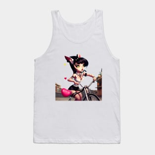 Cat girl on bicycle Tank Top